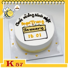 Bánh sinh nhật đơn giản K57 tone vàng tờ lịch kỷ niệm ngày đặc biệt