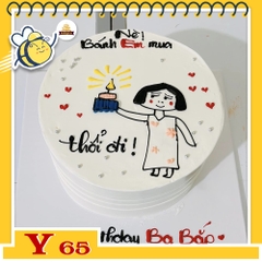Bánh kem Y65 vẽ hình vui vẻ thổi nến đi tặng bạn bè thân thiết