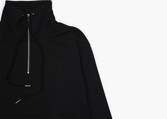 HTAG HOODIE NECKLINE ZIP-UP - BLACK