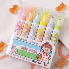Set bút Highlight 2 đầu Miss Dora 6 cây