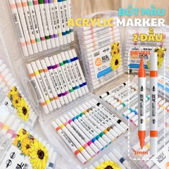 Bút Màu Acrylic Marker 2 Đầu Vẽ Đa Chất Liệu BAOKE
