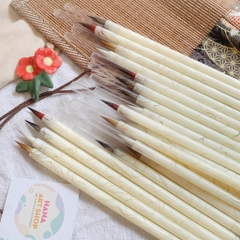 Cọ Vẽ Bút Lông Thư Pháp Cán Trắng Vân Đá