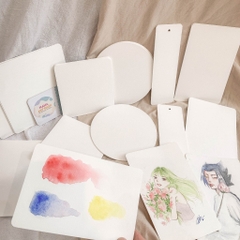 Giấy Vẽ Màu Nước Bo Góc Size Nhỏ Vẽ Thiệp Bookmark - 300Gsm