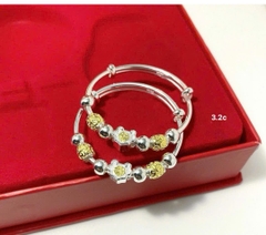 Kiềng tay chân trẻ em bạc ta nguyên chất S99 charm khánh xi vàng BẠC HIỂU MINH LTEQH005