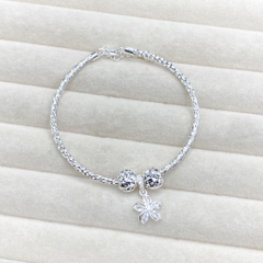 Lắc Tay Bạc Nữ Kiểu Xoắn Kép Mix Charm Xinh  BẠC HIỂU MINH LTU653