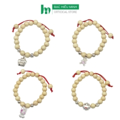 Vòng Tay Cho Bé 100% Gỗ Dâu Tằm Mix Charm Bạc 925 BẠC HIỂU MINH LTE562
