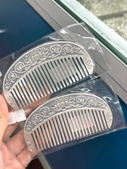 Lược bằng bạc S99 họa tiết hoa sen BẠC HIỂU MINH HTCCT002