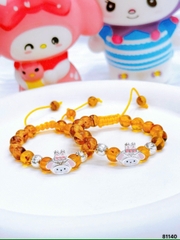 Vòng , Lắc Tay Hổ Phách Cho Bé Nhựa Thông Tự Nhiên Màu Nâu Mix Charm Dây Rút An Toàn Chính Hãng Bạc Hiểu Minh LTE569