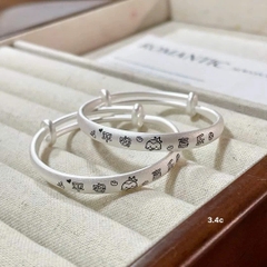 Kiềng tay chân trẻ em bạc ta nguyên chất S99 BẠC HIỂU MINH LTEQH007