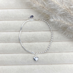 Lắc Tay Bạc Charm Trái Tim BẠC HIỂU MINH LTU658