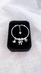 Lắc tay, Vòng Tay Cho Bé Bạc Ta Nguyên Chất S99 Mix Charm Cầu Và Nơ Xinh BẠC HIỂU MINH LTEPA002