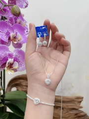 Combo Bộ Trang Sức Trái Tim Đính Full Đá BẠC HIỂU MINH BCB014