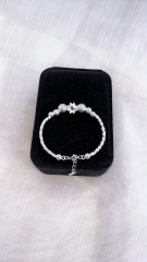 Lắc tay, Vòng Tay Cho Bé Bạc Ta Nguyên Chất S99 Mix Charm Cầu Hoa Lá BẠC HIỂU MINH LTEPA004