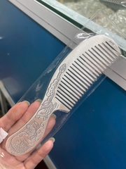 Lược bằng bạc họa tiết cá chép và hoa sen BẠC HIỂU MINH HTCCT001