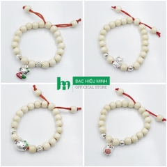 Vòng Tay Cho Bé 100% Gỗ Dâu Tằm Mix Charm Bạc 925 BẠC HIỂU MINH LTE556