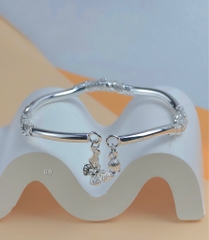 Lắc Tay Bạc Nguyên Chất S99 Vòng Hoa Bản Đặc Charm Hồ Điệp Hoa Linh Lan BẠC HIỂU MINH LTU663