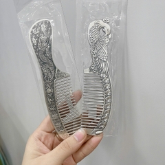 Lược bằng bạc S99 họa tiết Rồng Phượng BẠC HIỂU MINH HTCCT003