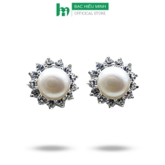 Hoa Tai , Bông Tai Nữ Bông Hoa Ngọc Trai Xinh Xắn Chính Hãng Bạc Hiểu Minh HT323