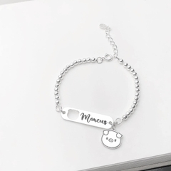 Lắc tay lắc chân cho bé bạc ta khắc tên charm hình chú ỉn BẠC HIỂU MINH LTETT002