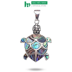 Mặt Dây Chuyền Kim Quy Con Rùa Khảm Trai Bạc Ta Trường Thọ Lộc Tài Chính Hãng BẠC HIỂU MINH MDN069