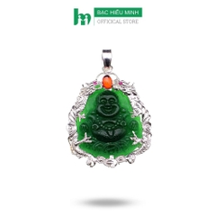 Mặt dây chuyền nam Phật Di Lặc bọc bạc ta 925 rồng chầu trang sức BẠC HIỂU MINH MDN036S