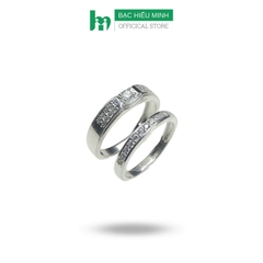 Nhẫn Đôi Bạc Tình Yêu Đơn Giản Đính Đá Chính Hãng Bạc Hiểu Minh NC664
