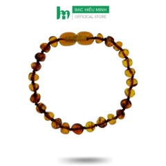 Vòng , Lắc Tay Hổ Phách Cho Bé Nhựa Thông Tự Nhiên Màu Đậm An Toàn Chính Hãng Bạc Hiểu Minh LTE130S