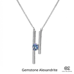 Dây chuyền bạc ý 925 mạ vàng trắng đá quý ALEXANDRITE 1181