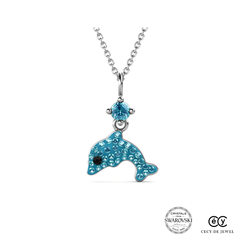 Dây chuyền bạc ý 925 pha lê Swarovski Blue Dolphin 29121