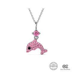 Dây chuyền bạc ý 925 pha lê Swarovski Pink Dolphin 29122