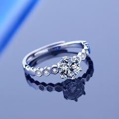 Nhẫn bạc ý 925 kim cương Moissanite  6li5 Kiểm định GRA CECY NKC02