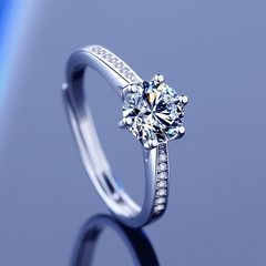 Nhẫn bạc ý 925 mạ vàng 18k -  kim cương Moissanite NKC04