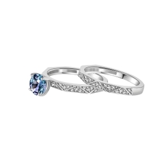 Nhẫn đôi  bạc ý 925 mạ vàng trắng đá quý ALEXANDRITE 1102 CECY