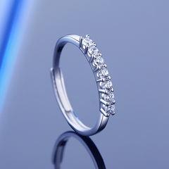 Nhẫn bạc ý 925 mạ vàng 18k -  kim cương Moissanite NKC03