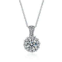 Dây chuyền bạc ý 925 kim cương Moissanite  Flower 996M