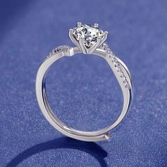 Nhẫn bạc ý 925 kim cương Moissanite 6li5 kiểm định GRA  Twisted 997M