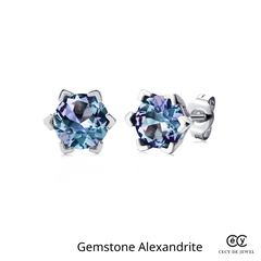 Khuyên tai bạc ý 925 đá quý Alexandrite 1180 - CECY