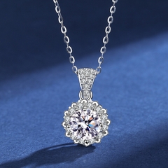 Dây chuyền bạc ý 925 kim cương Moissanite  Flower 996M