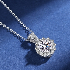 Dây chuyền bạc ý 925 kim cương Moissanite  Flower 996M