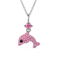 Dây chuyền bạc ý 925 pha lê Swarovski Pink Dolphin 29122