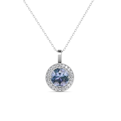 Dây chuyền bạc ý 925 mạ vàng trắng đá quý ALEXANDRITE 1184 - Mặt Tròn