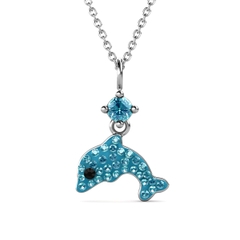 Dây chuyền bạc ý 925 pha lê Swarovski Blue Dolphin 29121