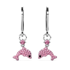 Khuyên tai bạc ý 925 pha lê Swarovski khuyên tai cho mẹ và bé 2613 Pink dolphin