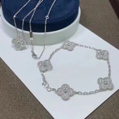 Bộ trang sức hoa bốn lá bạc ý 925 pha lê Swarovski CECY 2709