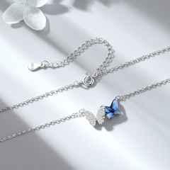 Dây chuyền bạc ý 925 pha lê Swarovski Blue butterfly CECY D3132