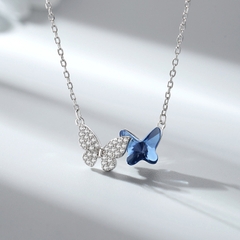 Dây chuyền bạc ý 925 pha lê Swarovski Blue butterfly CECY D3132