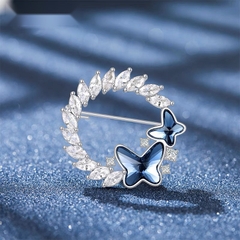 Trâm , Ghim cài áo pha lê Swarovski Blue butterfly CECY T3137