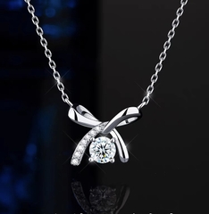 Dây chuyền kim cương Moissanite Bạc ý 925 mạ vàng trắng chứng nhận GRA 5li CECY 0211