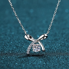 Dây chuyền kim cương Moissanite Bạc ý 925 mạ vàng trắng chứng nhận GRA 5li CECY 0211