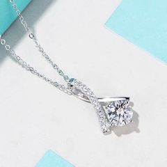 Dây chuyền Bạc ý 925 mạ vàng 18k kim cương Moissanite MS06